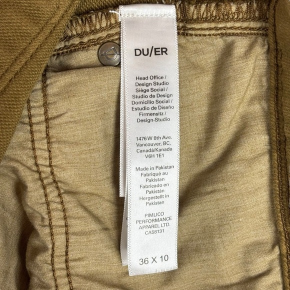 EUC DU/ER Men’s No Sweat Short - Slim (N2X Slim Fit) Sz 36”x10” in Tobacco - Picture 11 of 16